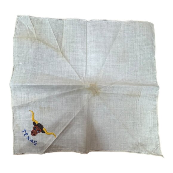 Lot 3 Vintage Texas Embroidered Handkerchief State Souvenir Longhorn Rodeo READ - Picture 2 of 14